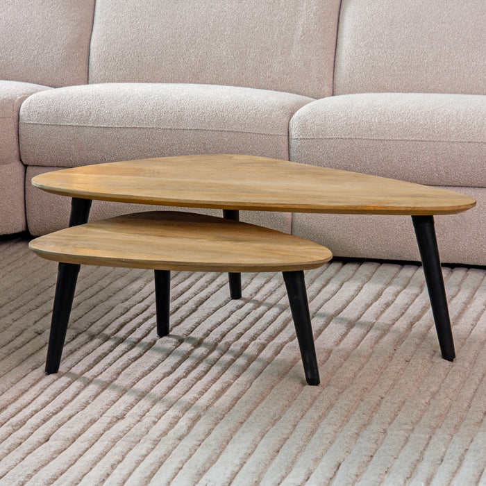 LABEL51 - Salontafel Set Rock - Naturel Mangohout - Zwart Metaal