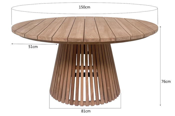 Livingfurn - Tuintafel Naturel Teakhout - 150x150x76cm - Cindo