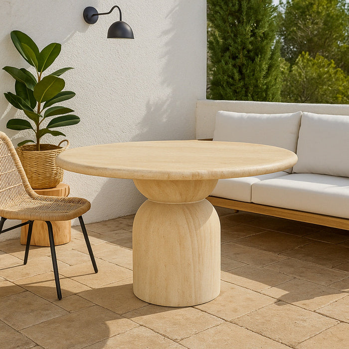 DÉJA Living - Tuintafel Travertin - Rond - 130x130x76cm - Djurö