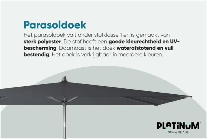 Platinum Riva stokparasol 3x2 - Light Grey met voet en hoes