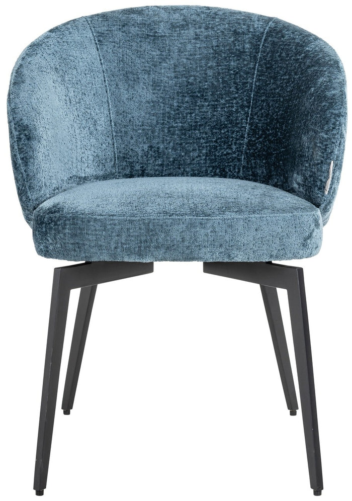Richmond Interiors Amphara Blauw Chenille Eetkamerstoel