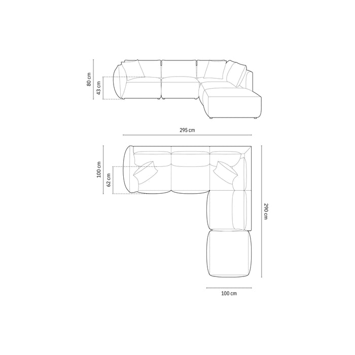 Micadoni Hoekbank Christ 4-zits rechts velvet