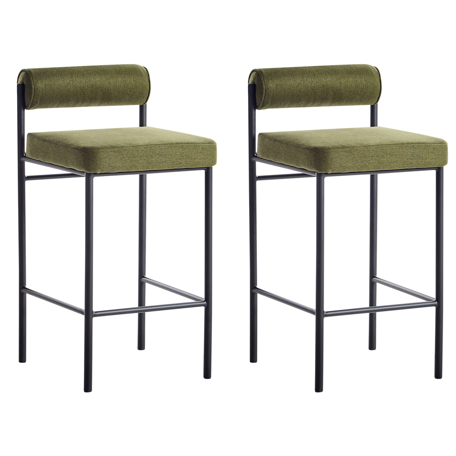 Beliani - AMAYA - Barkruk set van 2 - Olijfgroen - Polyester