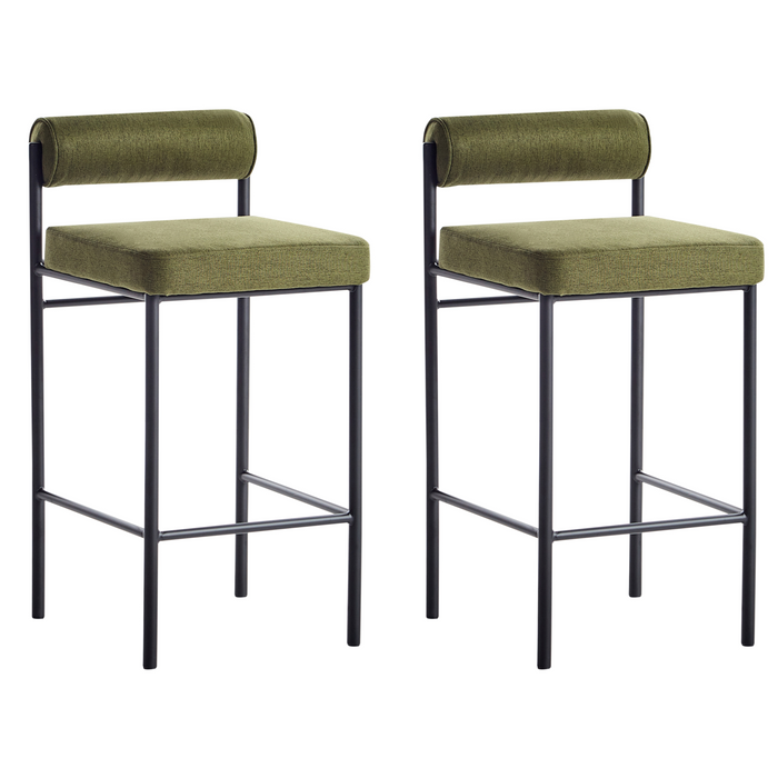 Beliani - AMAYA - Barkruk set van 2 - Olijfgroen - Polyester