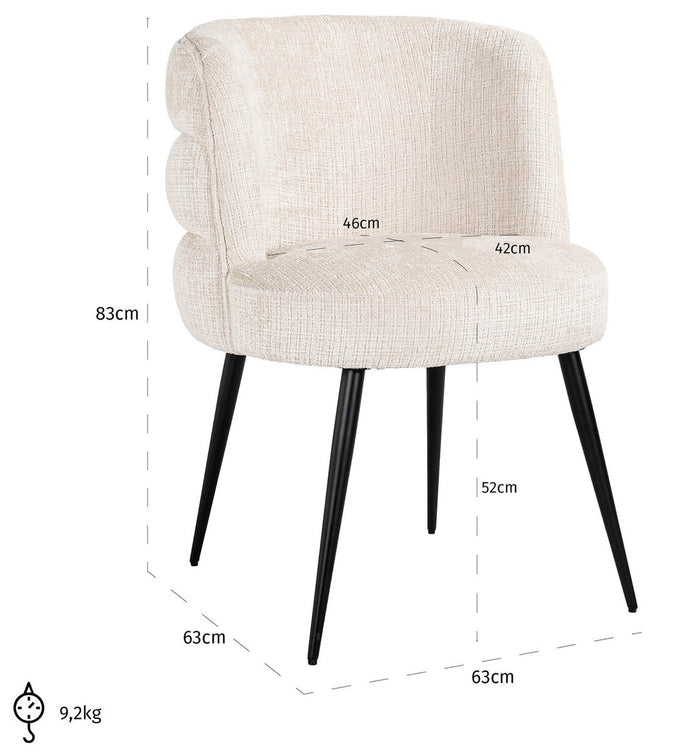 Richmond Interiors Stella Beige Chenille Eetkamerstoel