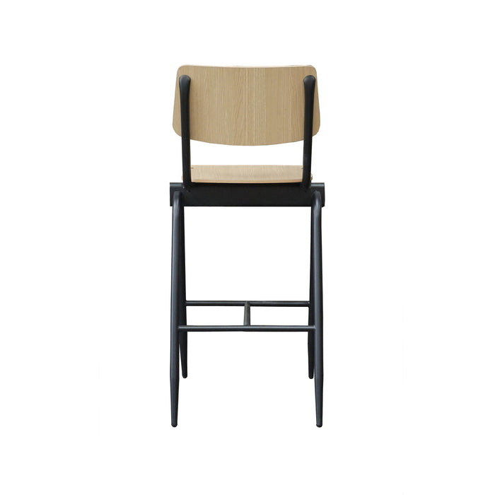 LABEL51 - Barkruk Solid - Naturel Hout - Zwart Metaal