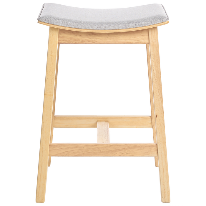 Beliani - DIXON - Barkruk set van 2 - Lichtgrijs - Rubberhout