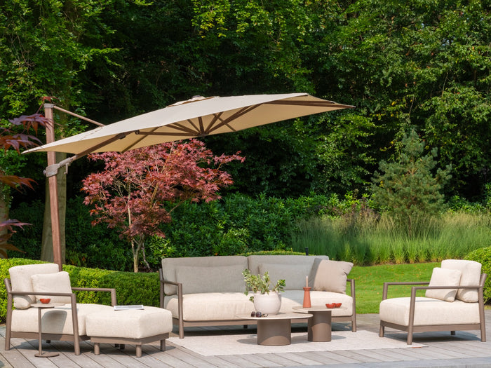 4 Seasons Zweefparasol Siesta premium 300x300 cm. - beach|dark woodlook