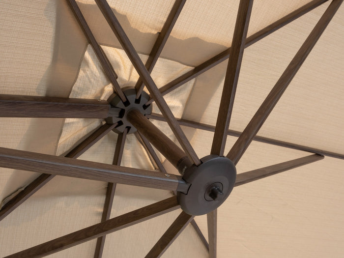 4 Seasons Zweefparasol Siesta premium 300x300 cm. - beach|dark woodlook