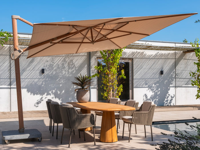 4-Seasons Hacienda zweefparasol 300 x 400 cm. - Woodlook|Sand