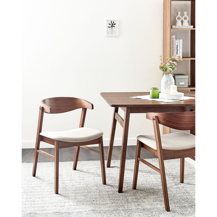 Beliani-LILLY-Eetkamerstoel set van 2-Donkerhout|Beige-Polyester