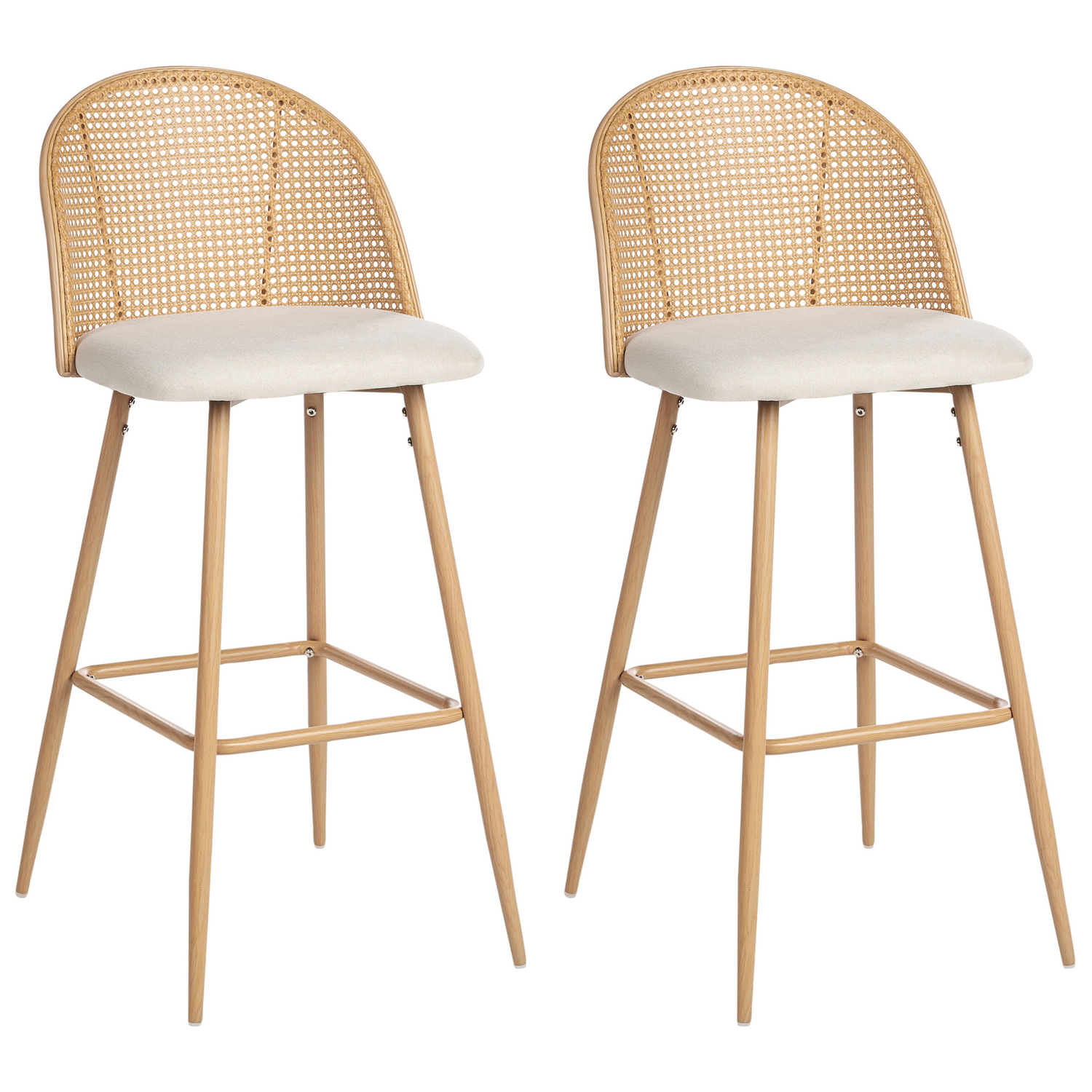 Beliani - CORNELL - Barkruk set van 2 - Crème - IJzer