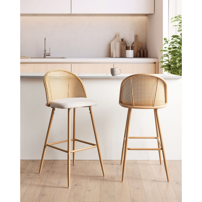 Beliani - CORNELL - Barkruk set van 2 - Crème - IJzer