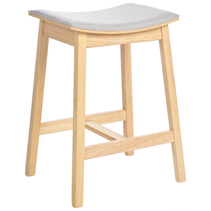 Beliani - DIXON - Barkruk set van 2 - Lichtgrijs - Rubberhout