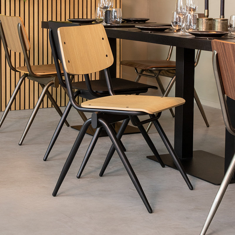 LABEL51 - Schoolstoel Solid - Naturel Hout - Zwart Metaal