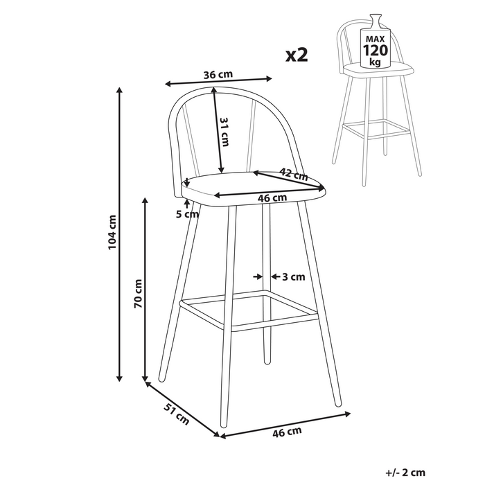 Beliani - CORNELL - Barkruk set van 2 - Groen - IJzer