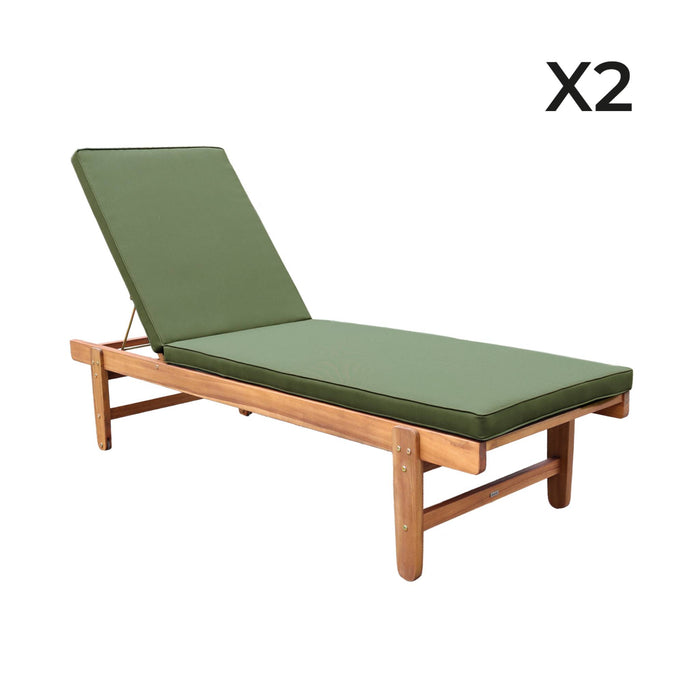 sweeek - Houten ligstoel met meerdere standen en wielen (set van 2)