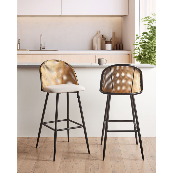 Beliani - CORNELL - Barkruk set van 2 - Zwart|Crème - IJzer