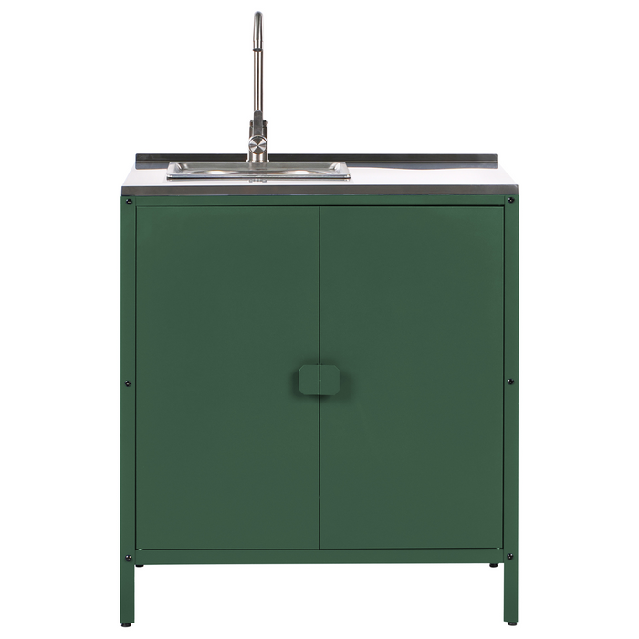 Beliani - VILAMA - Buitenkeukenkast met spoelbak - Groen - Staal