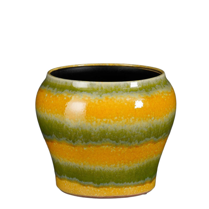 Mica Decorations Bloempot Troy - 25x25x21 cm - Keramiek - Geel