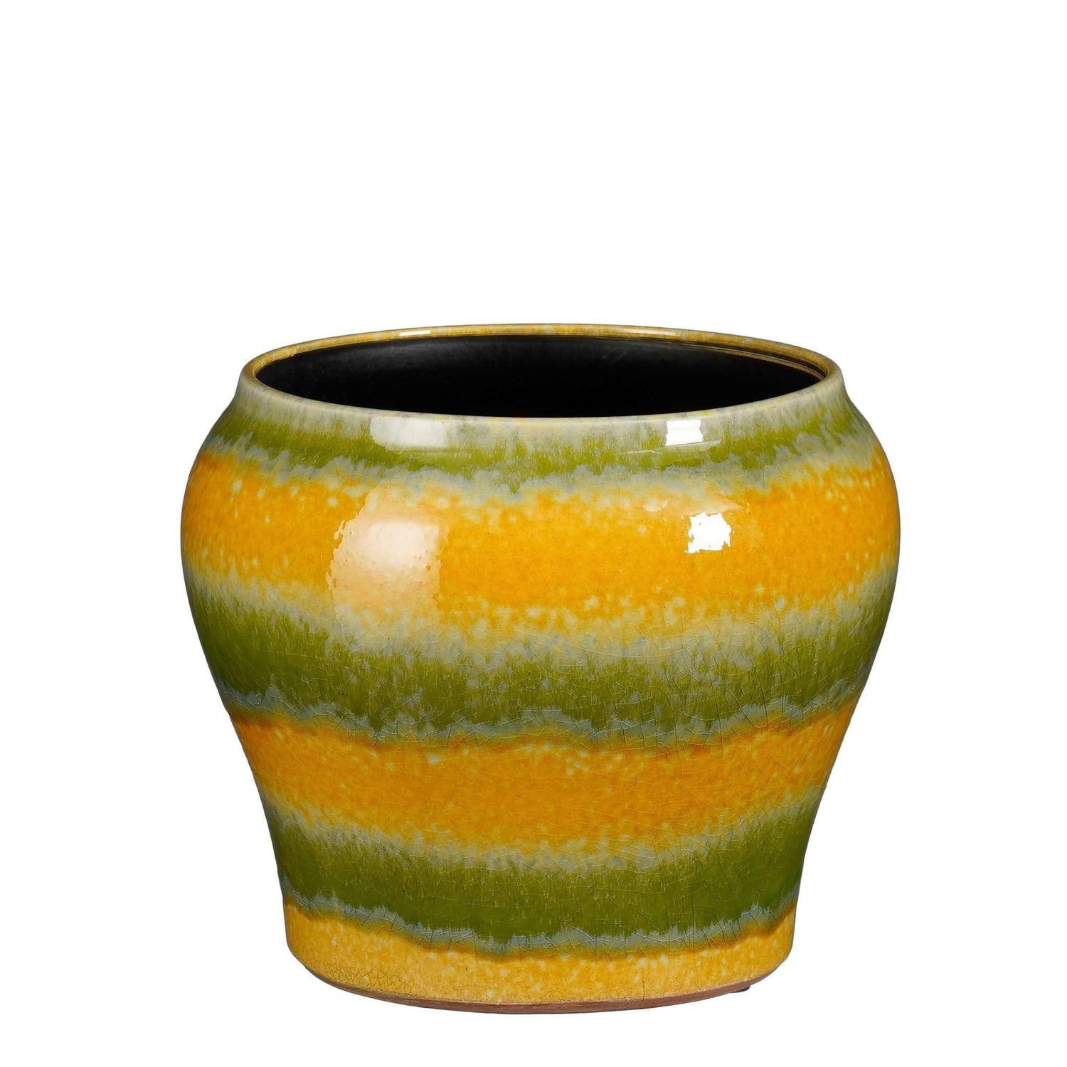 Mica Decorations Bloempot Troy - 25x25x21 cm - Keramiek - Geel