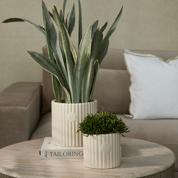 Riviera Maison Bloempot rond Wit - Montaigne Plantpot - Keramiek
