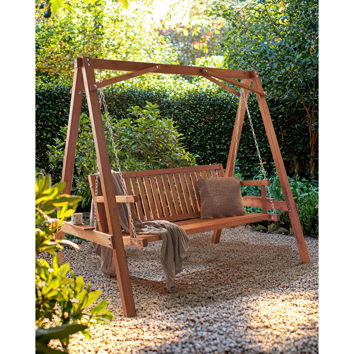 Beliani - FICARELLA - Schommelbank - Bruin - Larikshout