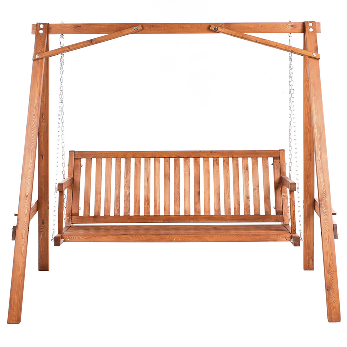 Beliani - FICARELLA - Schommelbank - Bruin - Larikshout