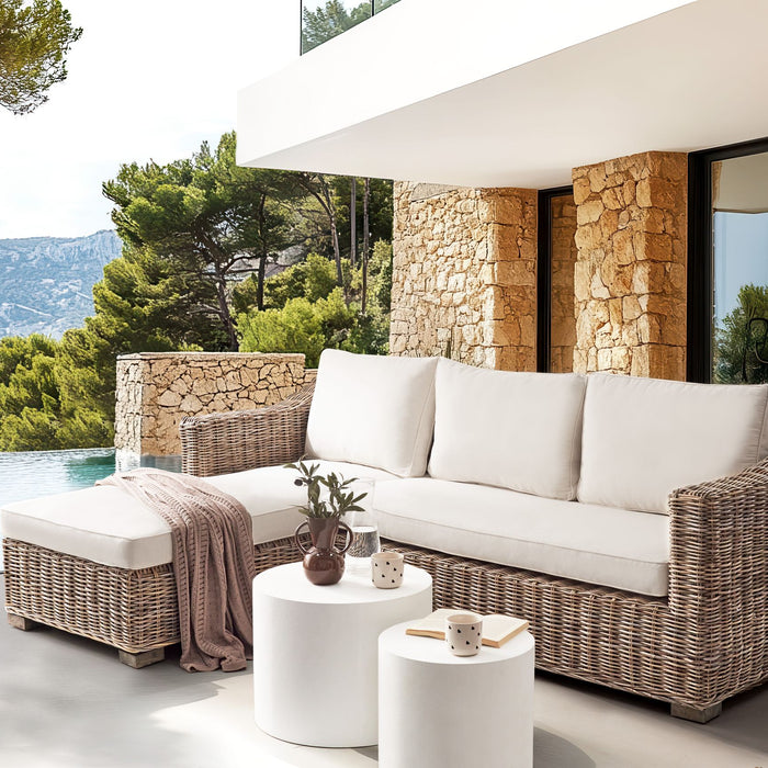 Beliani - VALLETRI - Loungebank 3-zits - Grijs - Rotan