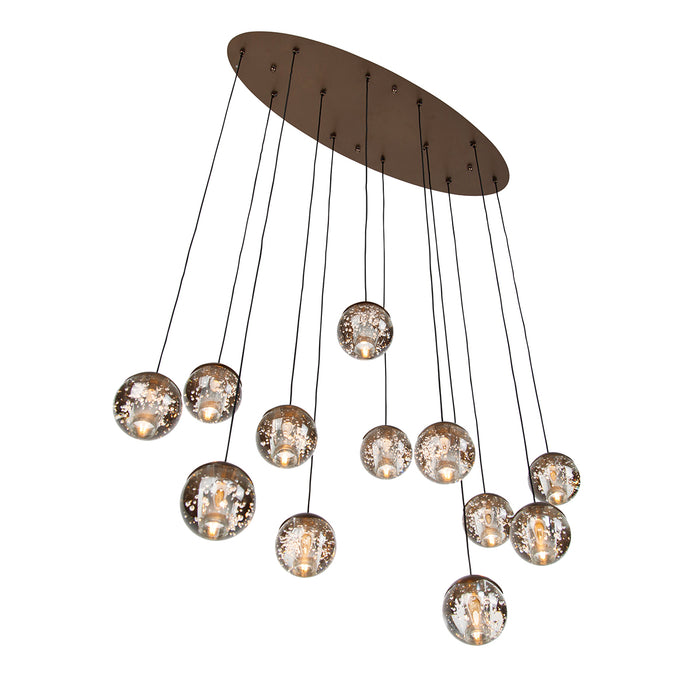QAZQA Design hanglamp donker brons met helder glas 12-lichts - Inge