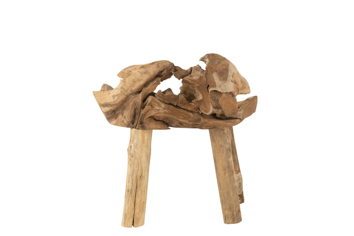 J-line - Stoel Wortel Teak Hout Naturel - 70x43x80cm