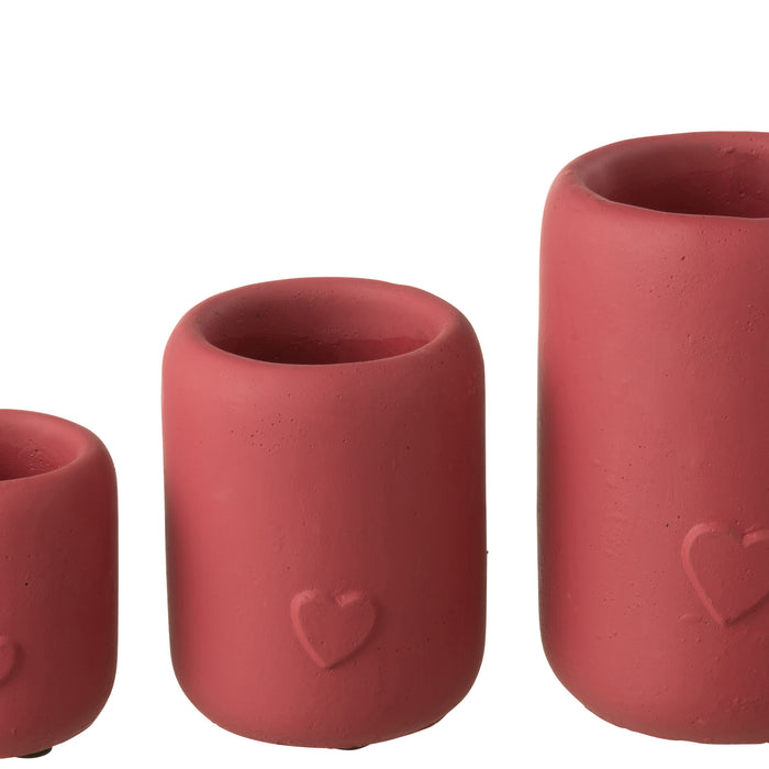 J-Line Bloempot Hart Hoog Cement Rood Large