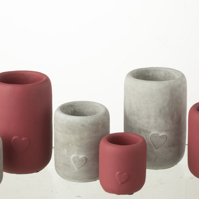 J-Line Bloempot Hart Hoog Cement Rood Large