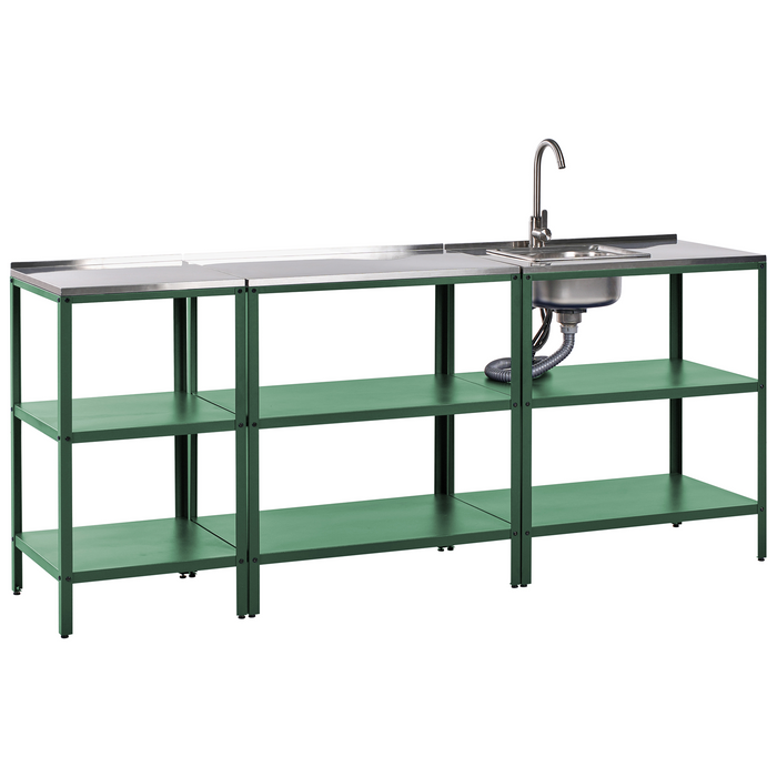 Beliani - VILAMA - Tuin keukenset 3-delig met spoelbak - Groen - RVS