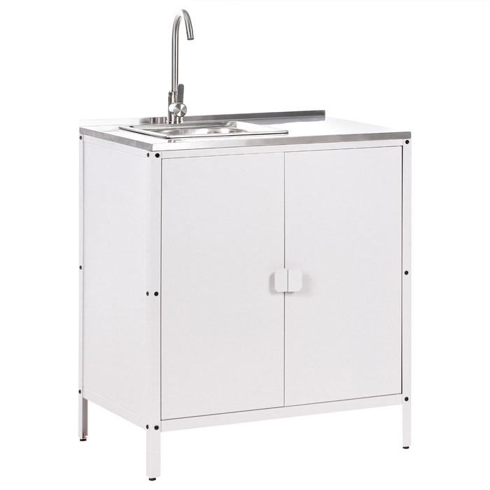 Beliani - VILAMA - Buitenkeukenkast met spoelbak - Wit - Staal
