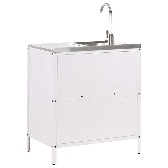 Beliani - VILAMA - Buitenkeukenkast met spoelbak - Wit - Staal