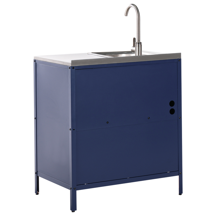 Beliani - VILAMA - Tuin keukenset 2-delig met spoelbak - Blauw - RVS