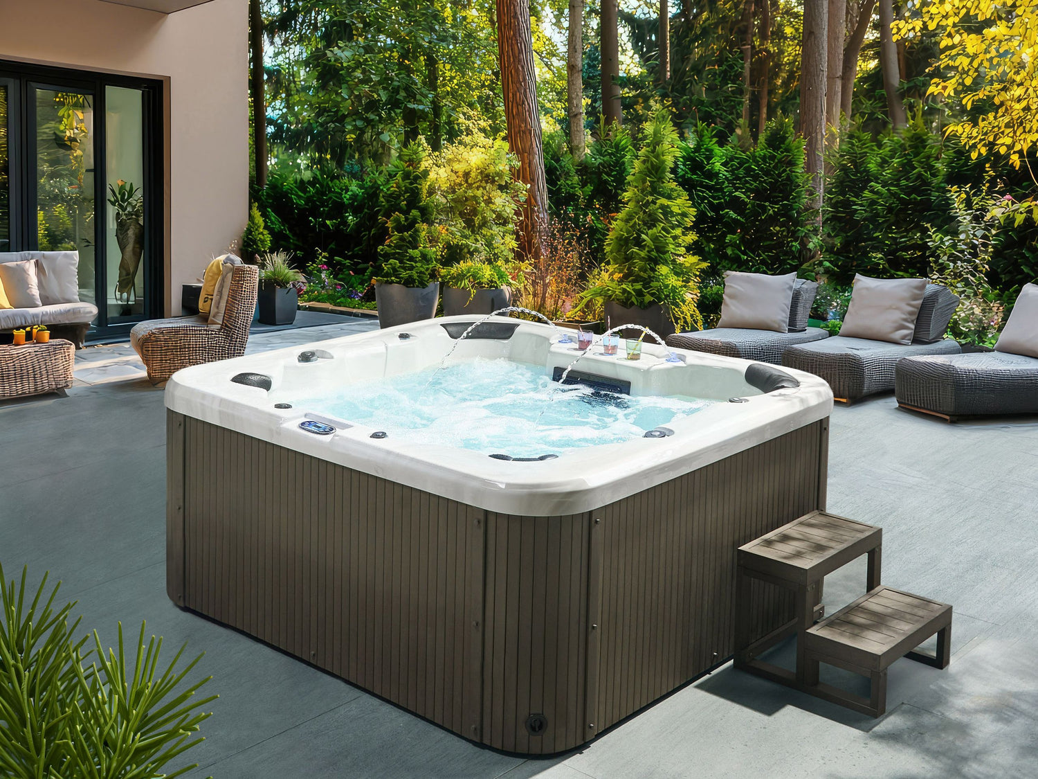 Beliani - VILLARRICA - Buiten hottub met LED - Wit - Acryl