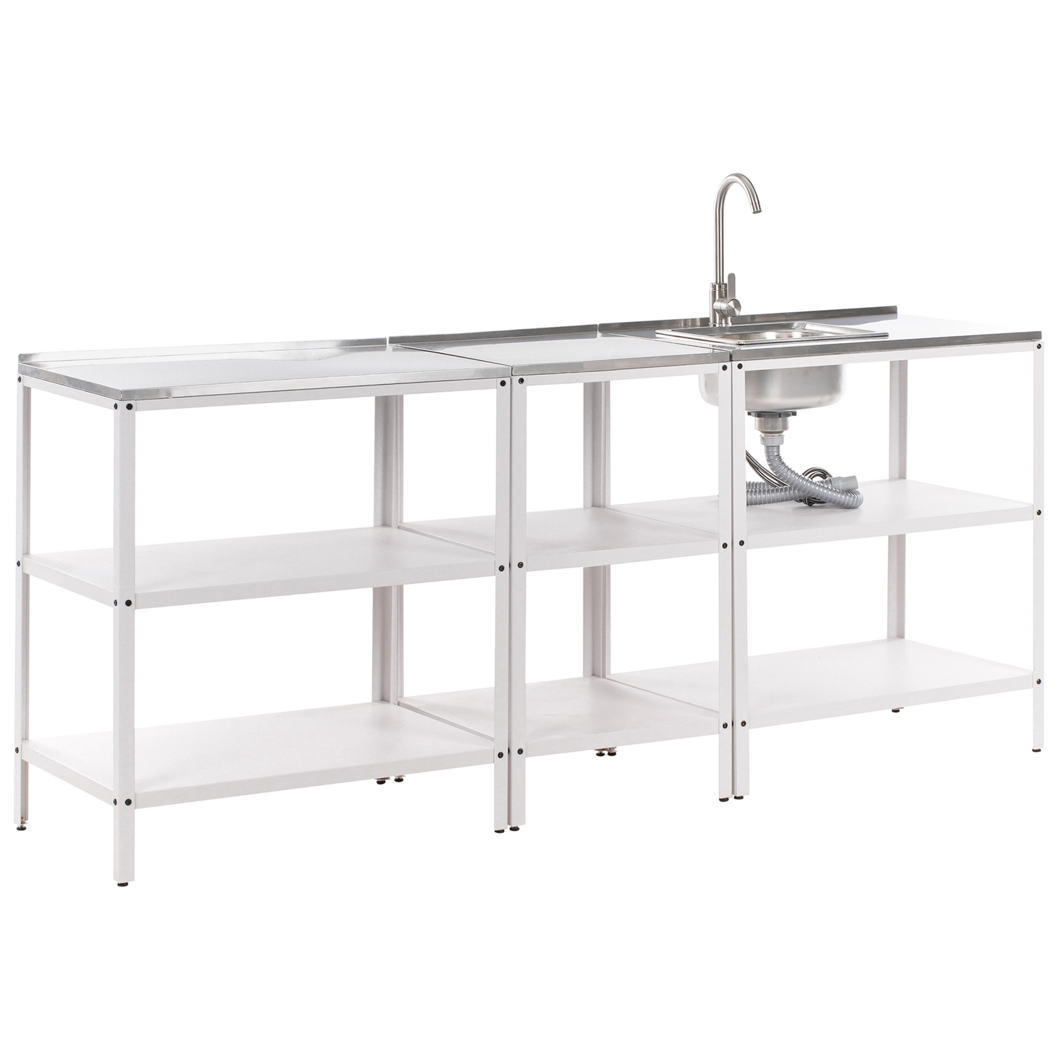 Beliani - VILAMA - Tuin keukenset 3-delig met spoelbak - Wit - RVS