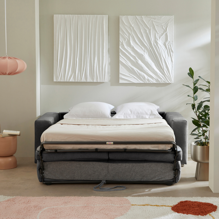 Calicosy - 3-zits slaapbank in stof B207 cm - CHESTER - Grijs