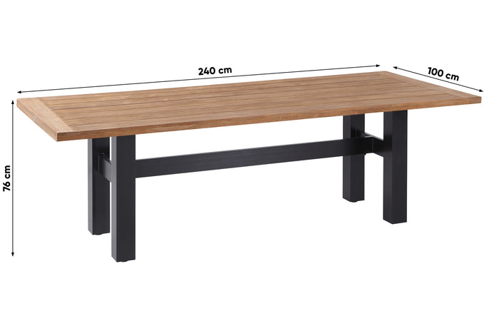 Hartman Heron dining tuintafel 240x100 cm. - Zwart|Teak