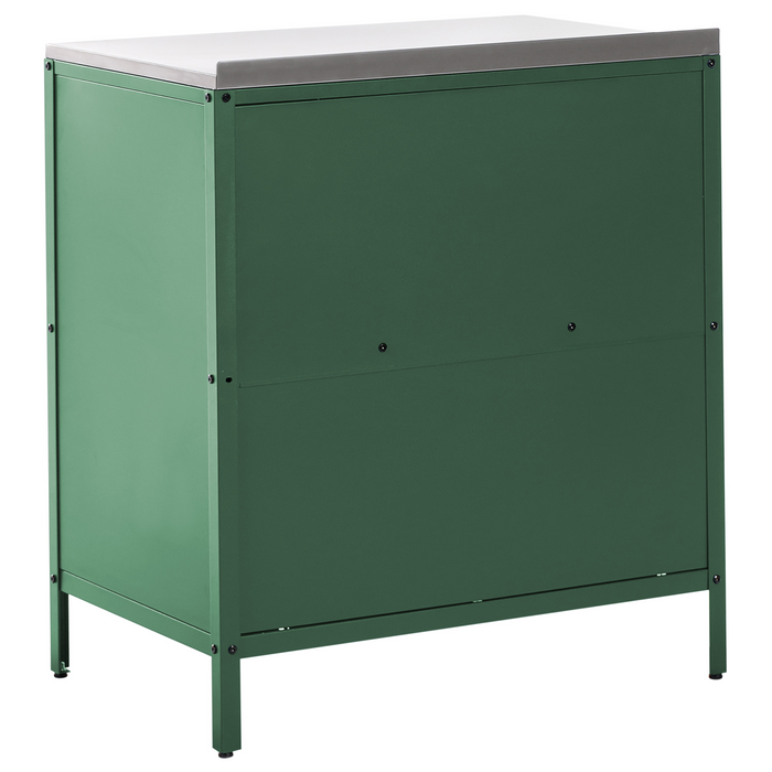 Beliani-VILAMA-Tuin kookeiland met keukenkast 3-delig-Groen-RVS