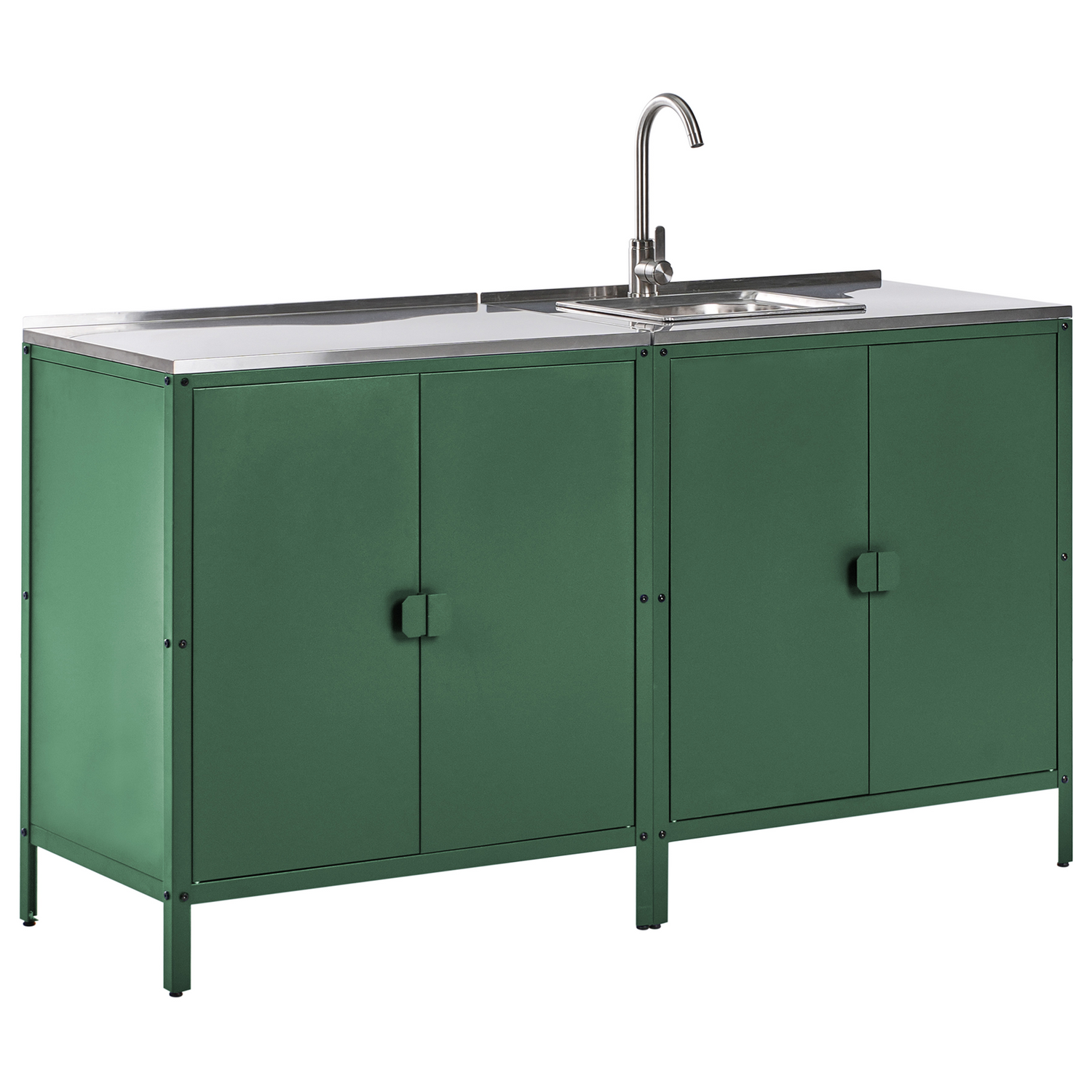 Beliani - VILAMA - Tuin keukenset 2-delig met spoelbak - Groen - RVS