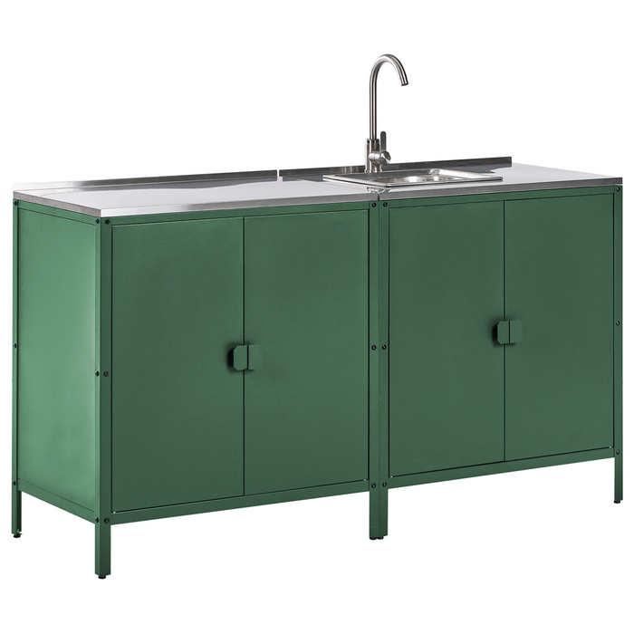 Beliani - VILAMA - Tuin keukenset 2-delig met spoelbak - Groen - RVS