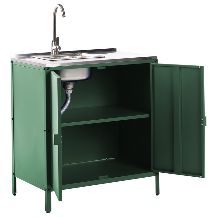 Beliani - VILAMA - Tuin keukenset 2-delig met spoelbak - Groen - RVS