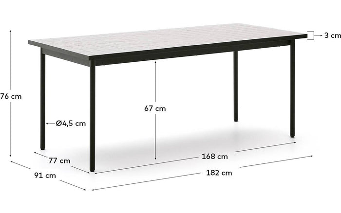 Tuintafel Maurina, 182 x 91 cm