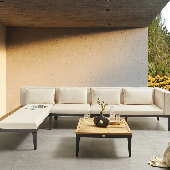 Beliani-BRACCIANO-Loungeset 4-zits-Lichtbeige-Gecertificeerd acaciahout