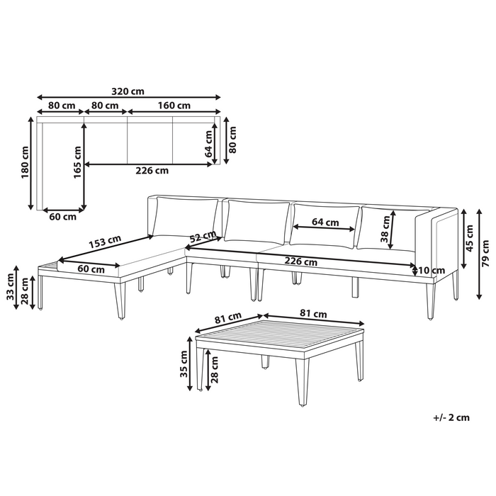 Beliani-BRACCIANO-Loungeset 4-zits-Lichtbeige-Gecertificeerd acaciahout