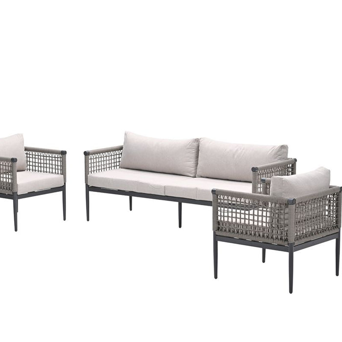 Teramon loungeset - 3-dlg. - c. black - rope taupe - desert sand