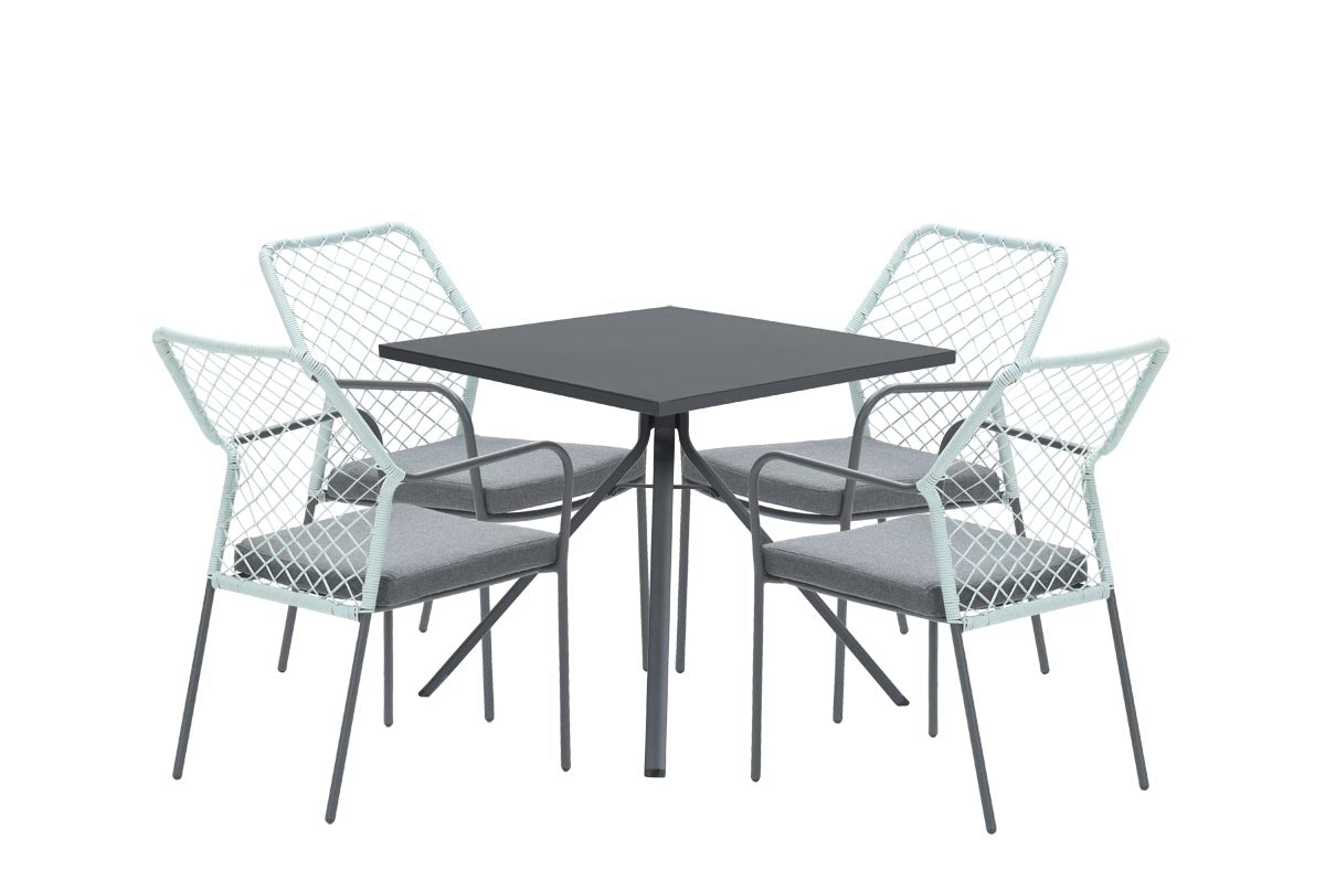 5-delige tuinset Dido stoelen zachtgroen - Rimini tafel